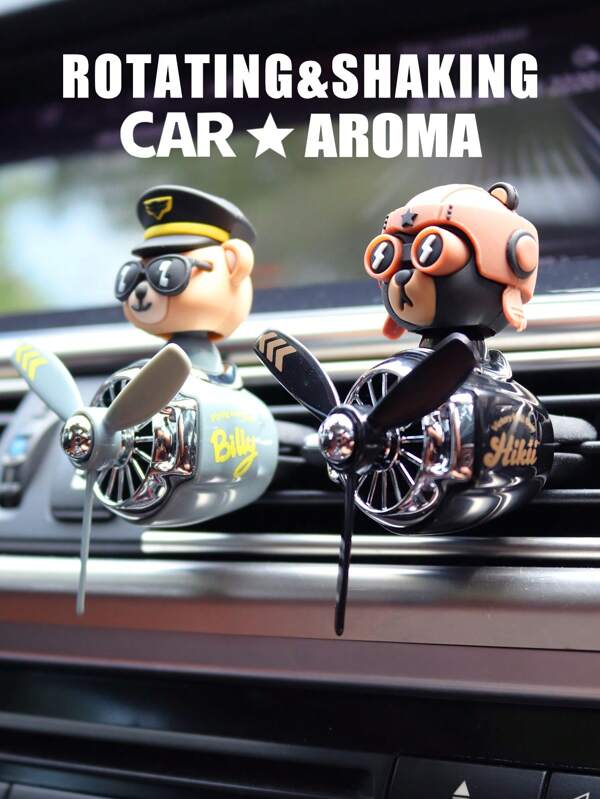1 PIEZA Ambientador de coche con hélice giratoria que se mueve con el viento, divertido oso piloto, perro husky de dibujos animados, difusor de aromaterapia, ventilador, accesorio de decoración interior para coche, regalo imprescindible para hombres, conductor, aroma fresco