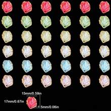 50pcs Colorful 15x17mm Acrylic Leaf Shape Beads With Golden Rim, DIY Jewelry Making - Earrings & Accessory Craft Supplies