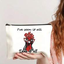 1pc Zippered Polyester Cosmetic Bag, Waterproof, Odorless - Cute Animal Print Makeup Pouch, Ideal Gift For Women, Friends, Sisters, Pet Owners - 1pc - View 7