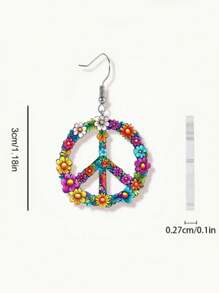 1 Coppia di orecchini a cerchio pendenti rotondi in acrilico con motivi floreali, accessori multicolore adatti per tutte le stagioni per le donne