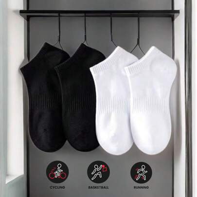 4/6/8 pares de calcetines de tobillo de algodón para hombres, calcetines cortos resistentes a la humedad y los olores, de unicolor, aptos para todas las estaciones