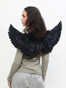 1pc/3pcs Polyester Feather Angel Wings Prop, Vintage Holiday Costume Accessory, Suitable For Halloween - Multicolor - View 6