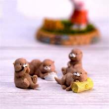 4pcs/8pcs Cute Animal Otter Miniature Landscape Decor Accessories - Multicolor - View 3