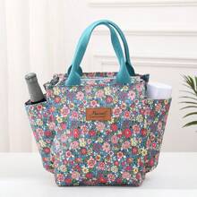 Large Capacity Handheld Insulated Lunch Bag Commuter With Lunch Bento Bag Outdoor Food Storage Picnic Bag All Over Printed Handheld Zipper Lunch Box Bag Outdoor Travel Bag