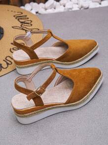 Zapatos plataforma de punta puntiaguda tipo pescador con elástico en el lateral para mujer, nuevos para primavera/verano, con tela elástica, tacón medio, suela gruesa, impermeable y plataforma cómoda, tallas grandes