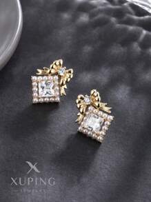 XUPING JEWELRY 1 par de aretes elegantes y lujosos diseñados por Xuping, adecuados para vestidos de fiesta y eventos para mujer, regalo para días festivos