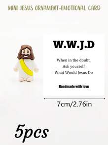 5/1 PVC Siliconen Materiaal Mini Jezus Beeld Paasdecoratie Ornament, Emotionele Ondersteuning, Emotionele Aanmoediging Cadeau Zak Knuffel Kaart, Een Beetje Dichtbij Van Mij Naar Jou, Gevuld Met Heel Veel Liefde En Dikke Knuffels Ook! Hou Heel Veel Van Jou, Jezus Zegen Je
