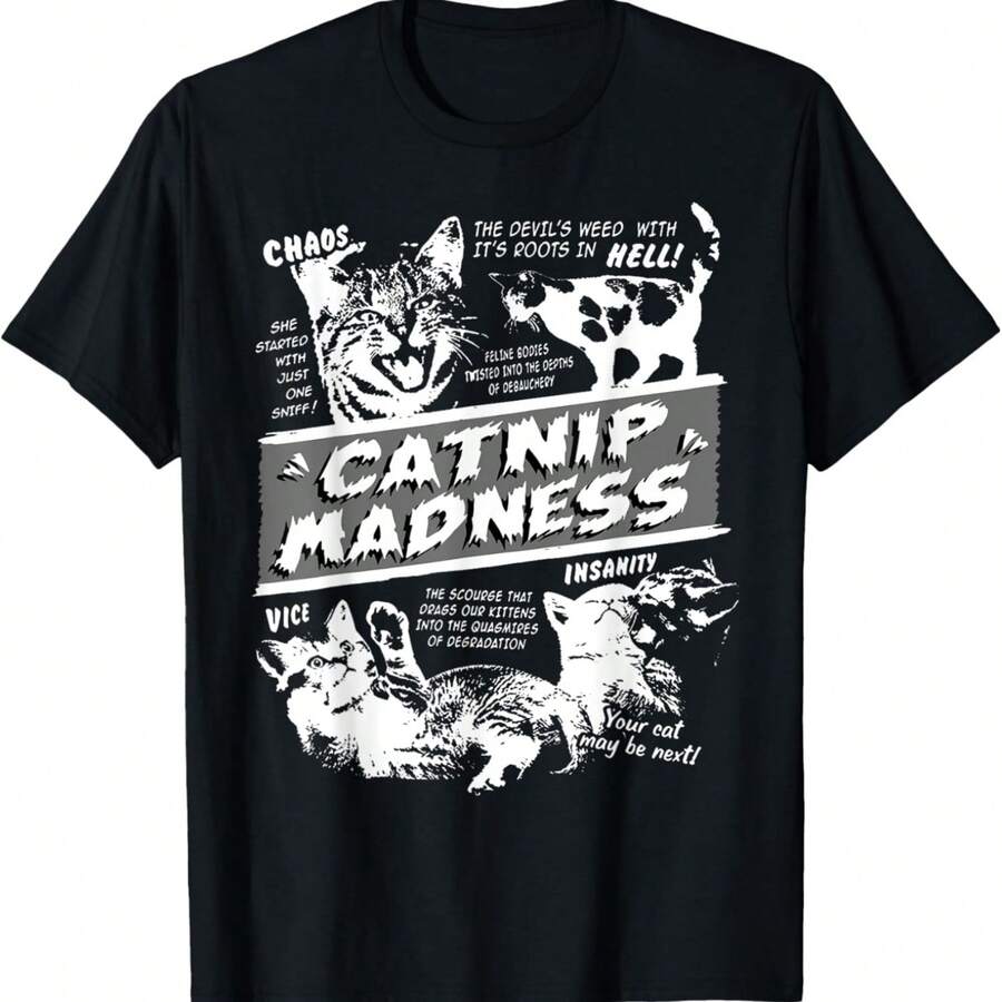 Catnip Madness Cute Kitten Funny Cat Pet Humor T-Shirt - màu đen - Xem 1