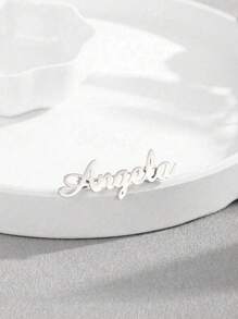 1pc Customized Name Brooch Pin, Personalized Stainless Steel Lapel Pin With Tag, Suitable For Business Style, Fit For Bridesmaid Gift, Birthday, Christmas, Father's Day And Girlfriend, ,Engraved,Stainless,Colorful,Cute,Adorable,Funny,Kawaii,Y2K,Stylish,Unisex,Casual,Custom,Personalized,Unique,Customized,Ideal Gifts For Him,Ideal Gifts For Her,Her,Boyfriend,Girlfriend,Family,Friends,School Supplies,Back To School,For Office,For School,For Classroom,For Teacher Gifts,For University,For Colleague,For Dorm Rooms,For Teacher,For Boys And Girls,For Teenagers,Junior High School Students,Middle School Students,High School Senior High School Students,College Students,University Students,Freshman,Sophomore,Underclassmen
