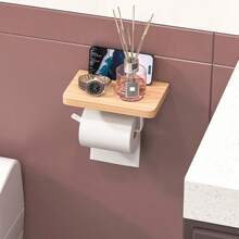 Wooden Tissue Box Holder, Deluxe New Model Storage Rack, Bathroom & Toilet Organizer Rack, Toilet Paper Box, Phone Holder - Multicolor - View 4