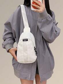 Canvas Sport Chest Bag Waist Bag Phone Bag Student Gift Bag - White - View 2