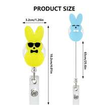 Easter Bunny Acrylic Badge, Alligator Clip Expandable Nurse ID Badge Holder, Holiday Badge