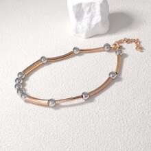 1pc Fashionable High-End Copper Alloy Beaded Necklace, Casual Daily Wear For Women
