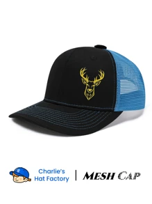 1pc Deer King Print Cnotrast Mesh Cap Summer Baseball Cap Outdoor Breathable Street Hat Trucker Cap Adjustable Head Circumference High Quality - DEER - View 9