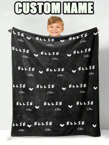 1PC Personalized Custom Name Blanket Gift,With Name Blanket Gift For Girl Boy Girl Man Adult Heart Blanket Gift,Great Holiday Gift For Classmates, Friends, Family, Used For Nap, Camping, Travel,Cozy,Warm,Comfortable,Soft Unique,Personalized,Custom Ideal Gifts For Him Her,Boyfriend - Multicolor - View 36