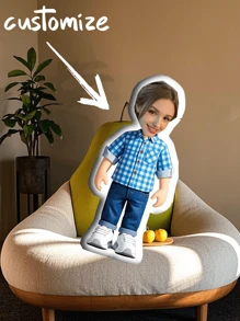 Almohada mini personalizada - Cojín con forma humanizada única con rostro personalizado, de poliéster y colores tejidos mezclados - Regalo ideal para parejas, cojines decorativos