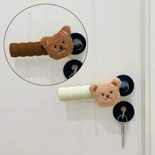 zootime 1 pieza Funda para perilla de puerta con diseño de oso de peluche en color caqui/marrón/beige, estilo sencillo e inspirador, gruesa, anti-colisión, anti-estática, adecuada para dormitorio, sala de estar, guardería, decoración de jardín