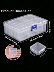 2pcs/15pcs/Set Transparent Plastic Storage Box, Diamond Painting Toolbox Container, Suitable For Art DIY, Handicrafts, Jewelry Accessories, Pills, Sewing, Beads Sorting Storage, 4.6x6.5x2.3 Inches,14 Small Boxes In Large Box Back To School
