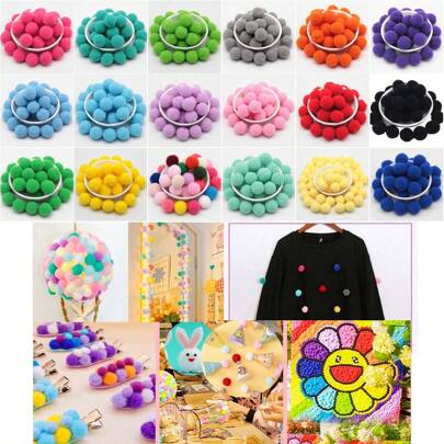 65 pièces Pompons 20 mm Mini Doux et Moelleux Pompons 2 cm Boules Fourrure Faits Main Pour Artisanat DIY Décoration Maison Fournitures de Couture