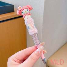 Sanrio Neutral Pen: Hello Kitty Cartoon Crystal Rhinestone Ball Pen, My Melody Cute Plush Sparkling Automatic Pencil, Kuromi Fantasy Anime Theme Rotary Pen, Pochacco 0.5mm Planner Pen, Cinnamoroll Kawaii Writing Pen, Rollerball Pens, School Stationery Essential