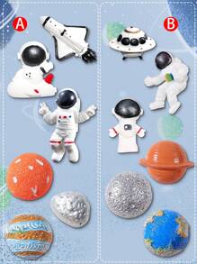 6pcs/Set Space Series Astronaut, Spaceship, Flying Saucer Refrigerator Magnets, Astronaut Creative Home Decor Magnets