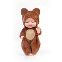 1pc 11cm Mini Plush Reborn Baby Doll, Role Play Stuffed Princess Doll With Movable Limbs, Changeable Clothes, Suitable For 0-3 Years Old Girls