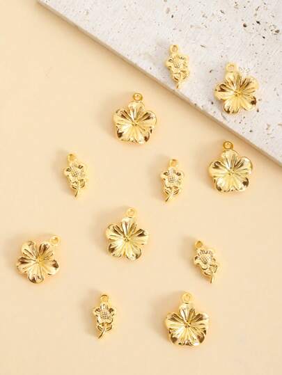 30PCS Plastic Ccb Deep Gold Lovely Flowers Sunflower Fashion Bracelet Necklace DIY Pendant