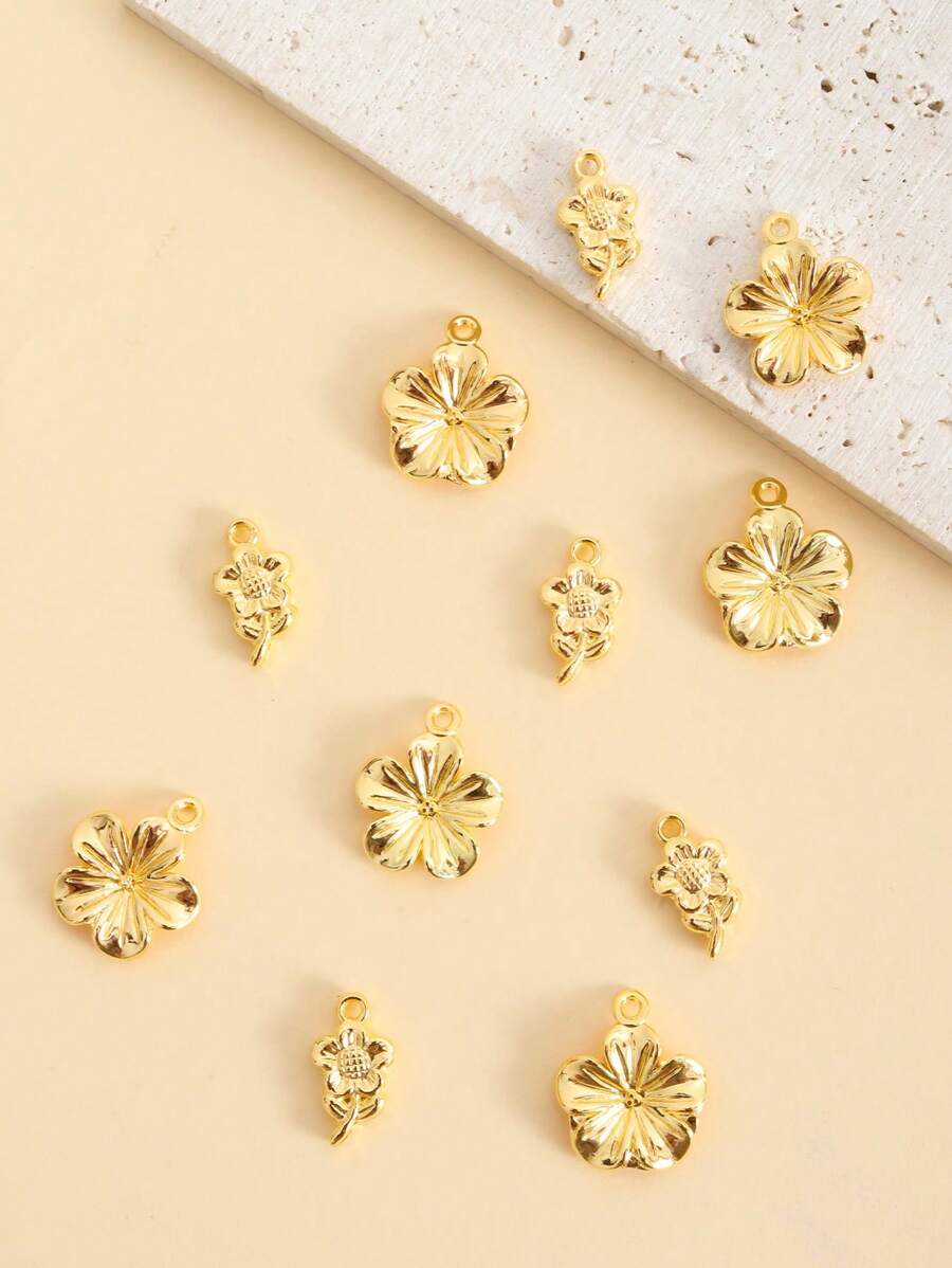 30PCS Plastic Ccb Deep Gold Lovely Flowers Sunflower Fashion Bracelet Necklace DIY Pendant - Yellow Gold - View 1