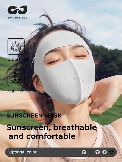 GOLOVEJOY 1 件装纯色多功能女士防晒全脸面罩，透气设计，带鼻孔，3D 结构造型，防尘，适合所有季节