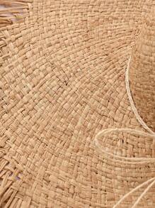 1 pièce Chapeau de paille décoratif fait main, ajouré, de couleur unie, avec protection UV. à la mode polyvalente pour les déplacements, mettant le visage en valeur. Printemps/Été, vacances, festival - Chapeau de paille rond - Voir 5