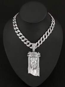 Bling Bling Rhinestone Jesus Pendant With 15mm Miami Cuban Link Chain, Hip Hop Jewelry Gift - Jesus Pendant Necklace - View 18