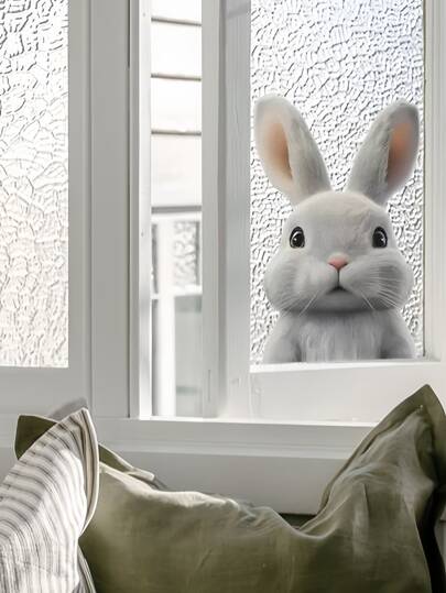 1pc Easter Bunny Wall Sticker - Cute 3D Bunny PVC Sticker, Self-Adhesive Easter Decoration, Suitable For Classrooms, Bedrooms, Living Rooms, Kitchens, Bathrooms - A Holiday Gift For Moms, Couples, Girls, And Friends; Room Decoration, Home Decoration, Wall Decoration, Bathroom Decoration, Wall Art, Living Room Wallpaper, Wall Sticker, House Decoration, Bedroom Decoration, Room Decoration Supplies, Living Room Decoration, Personalized Sticker.