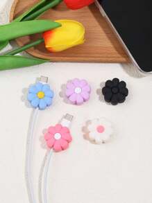 Flower Shaped Data Cable Connector Protector, Charging Cable Protector, Anti-Pollution And Anti-Breakage, Compatible With Type-C Charging Cable Protector, Cable Protector, Charger Protector - Multicolor - View 4