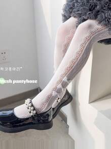 1 قطعة جورب قصير بنقشة فراشة منفذة للتهوية مقاوم للبعوض للبنات - أبيض - مشاهدة 23