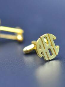 Personalisierte runde verschränkte Buchstaben Manschettenknöpfe, individuell mit 1-3 Buchstaben beschriftet, Edelstahl mit Platin-/Goldbeschichtung, Accessoire für Herrenanzug Hemd, geeignet für Hochzeit, Schmuck, Geschenk für Vater, Sohn, Freund - 1 Paar