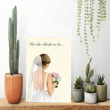1pc Inspirational Greeting Card With Envelope - 6.29" X 4.33", Charming Cartoon Bridal Wedding Greeting Card With Envelope - Perfect For Engagements, Anniversaries
