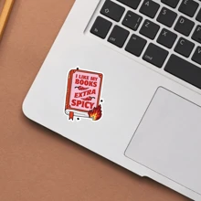 我爱我的书超辣贴纸 - 适合爱书人士的自粘纸质贴纸，适用于塑料表面，一次性使用，理想的 Kindle 配件，送给狂热读者的礼物，学校用品，返校