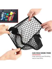 1pc Universal Practical Car Organizer Back Mesh Trunk Seat Stretchy Rope Mesh Hook And Loop Car Universal Organizer Pocket - Multicolor - View 7