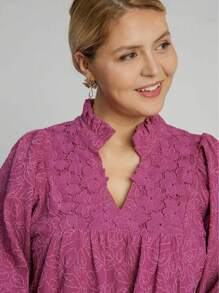 Women's Fashion V-Neck Lace Stitching Temperament Jacquard Dress