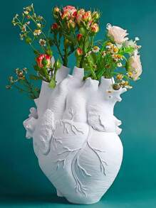 心形花瓶及花架 - 现代北欧树脂家居装饰，适用于婚礼艺术装饰、母亲节礼物 - 白色、黑色、金色、红色装饰艺术风格桌面摆件