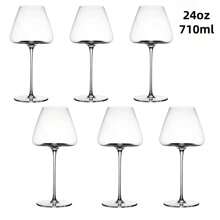 透明无铅水晶红酒杯套装，红酒杯，白葡萄酒杯，适合婚礼、生日和周年纪念日。8盎司/20盎司/24盎司，送给父亲的礼物 - 透明 - 查看 13