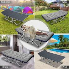 ABORON Oversized XXL Folding Camping Cot W/Mat For Adults, 78" L X 32" W X 18" H, Heavy Duty Outdoor Bed With Carry Bag,1200 D Layer Oxford Travel Camp Cots - 條紋灰色 - 查看 5