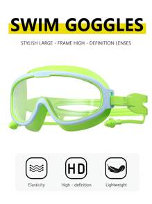 1 件套防雾防水硅胶耳塞和泳镜套装，糖果色男女游泳镜，适合游泳训练和休闲，节日礼物，沙滩必需品，沙滩配件，泳池浮板 - 彩色 - 查看 7