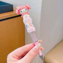 Sanrio Neutral Pen: Hello Kitty Cartoon Crystal Rhinestone Ball Pen, My Melody Cute Plush Sparkling Automatic Pencil, Kuromi Fantasy Anime Theme Rotary Pen, Pochacco 0.5mm Planner Pen, Cinnamoroll Kawaii Writing Pen, Rollerball Pens, School Stationery Essential