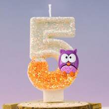 قطعة واحدة من شمعات أرقام 0-9 بتصميم البومة البنفسجية لديكور كعكة عيد الميلاد، تجربة جو احتفالي ملائمة لاحتفالات عيد الميلاد والزفاف وذكرى السنوية لكل من الأطفال والبالغين