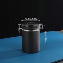 1pc Stainless Steel Sealed Can With Spoon, Coffee Bean Can, Round Portable Exhaust Fresh-Keeping Box, Tea And Milk Powder Can