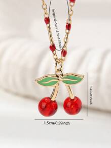 1 Stück roter Kirschen Halskette Damen Boho Sommer Schmuck