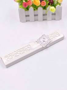 1 pieza Abanico plegable de color liso y elegante con caja de regalo - Blanco - Ver 2