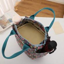 Large Capacity Handheld Insulated Lunch Bag Commuter With Lunch Bento Bag Outdoor Food Storage Picnic Bag All Over Printed Handheld Zipper Lunch Box Bag Outdoor Travel Bag