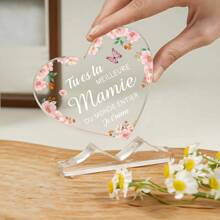 1pc 3.93inch Acrylic Heart Plaque – Heartfelt Gift For Grandma, Stepmom, Mamie – Perfect For Grandmother's Day, Birthday, Christmas – Unique Heart Decoration Gifts Graduation